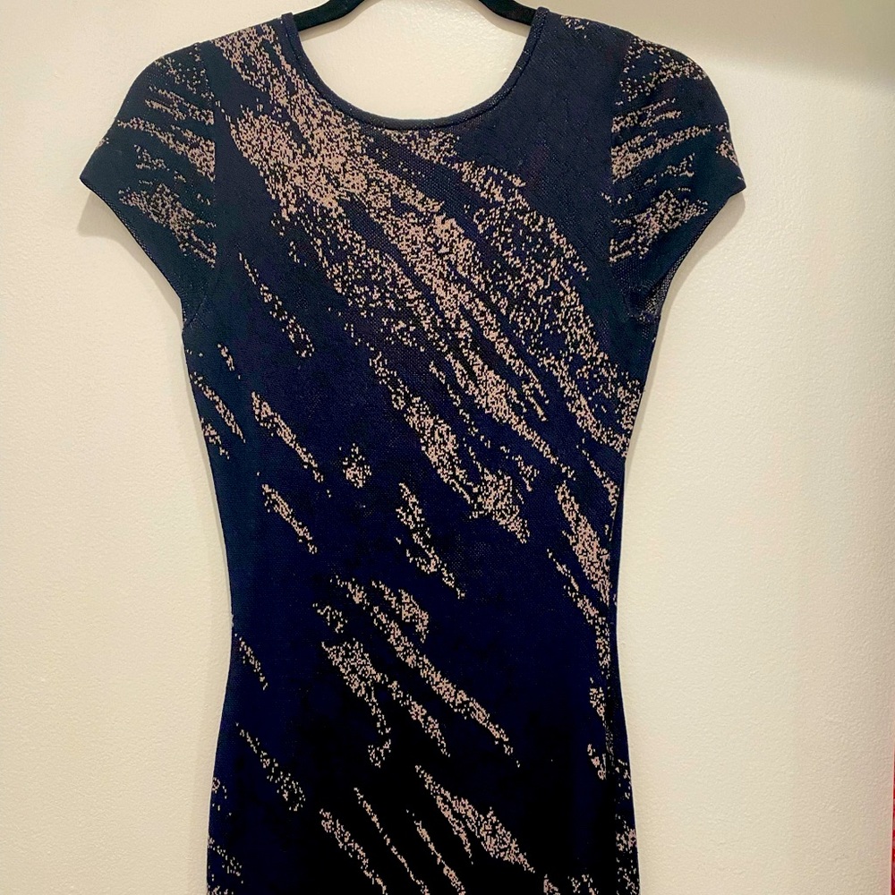 BCBG Fitted Midi Sweater Dress Scoop Back Size S